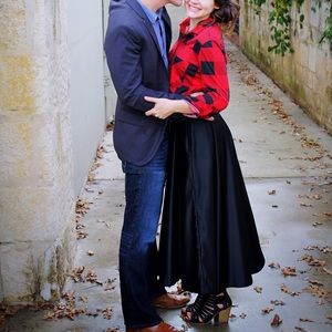 Satin High Waisted Swing Skirt